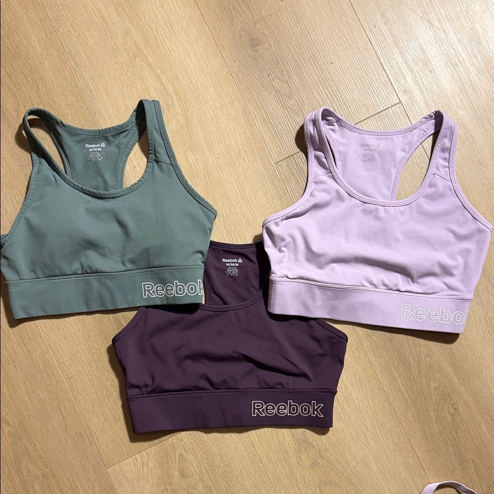 Reebok Trio High Performance Sports Bras - Olive, Plum, Lilac